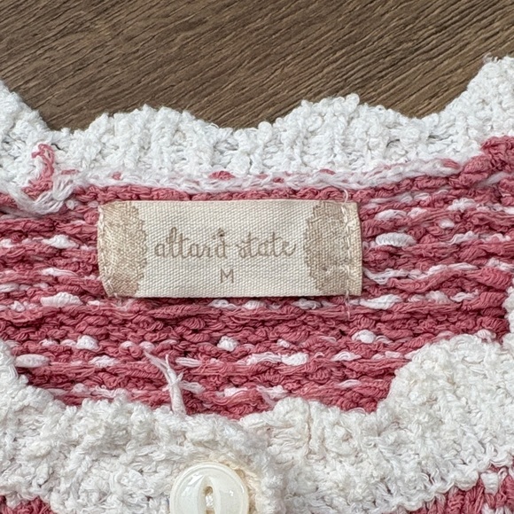 Altar’d State Pink and White Knit Crop Top Size Medium Cottogecore - Picture 2 of 7